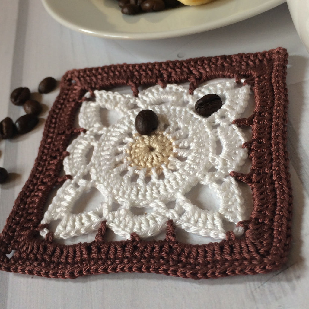 Coffee Granule Granny Square Coaster – Crochet PDF Pattern