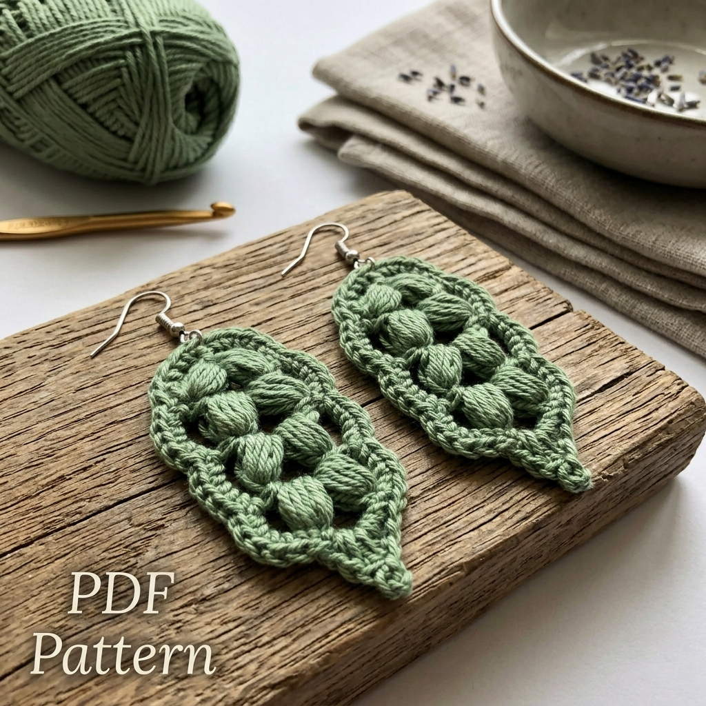 Crochet Leaf-Shaped Earrings & Patch Pattern