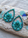 Emerald Bloom Crochet Earrings – Digital PDF Pattern