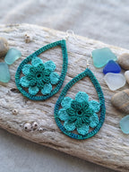 Emerald Bloom Crochet Earrings – Digital PDF Pattern