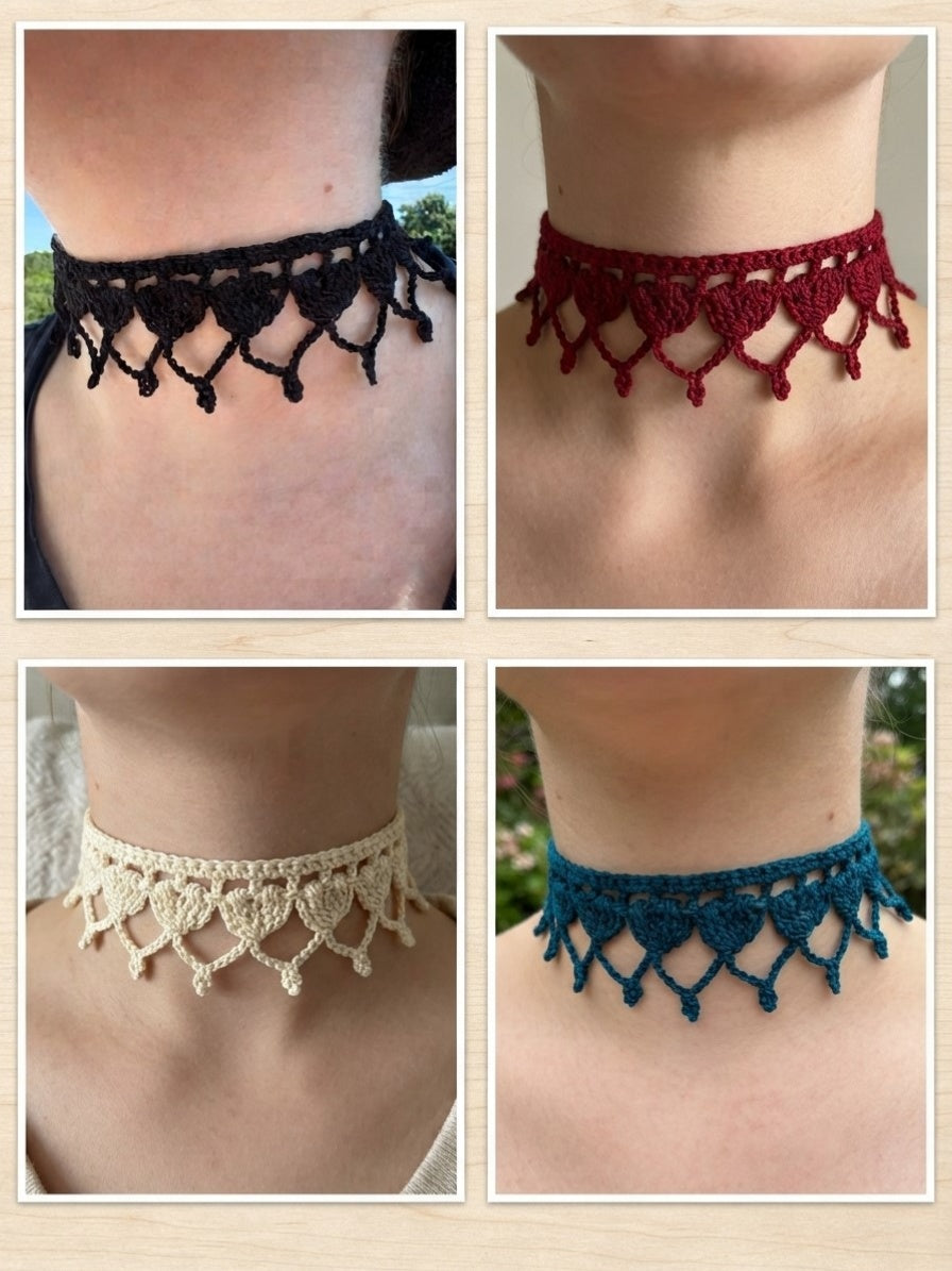 Heart Lace Choker Crochet Pattern | DIY Delicate Jewelry Design by Creative Accessorise