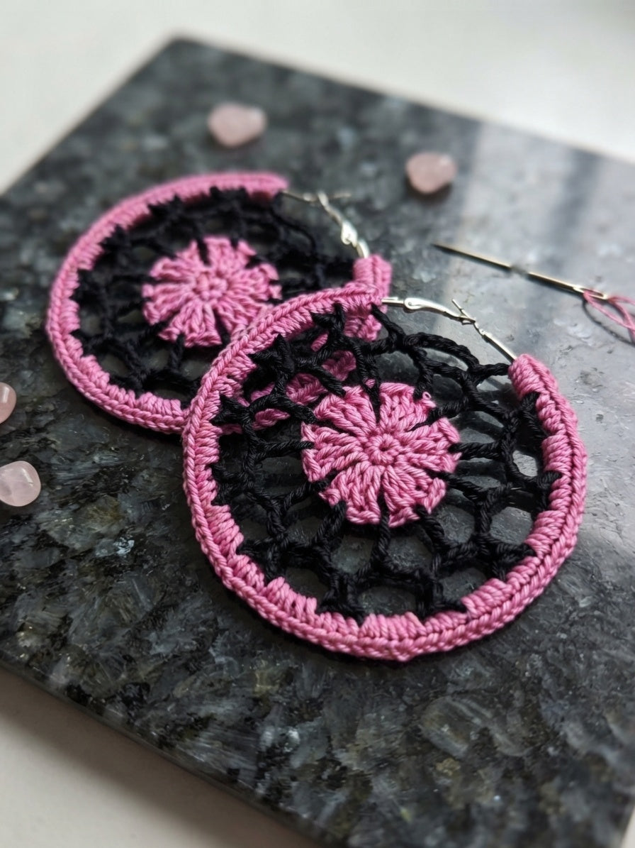 Bicolor Hoop Earrings Crochet Pattern | PDF Digital Download | Boho Statement Earrings Tutorial
