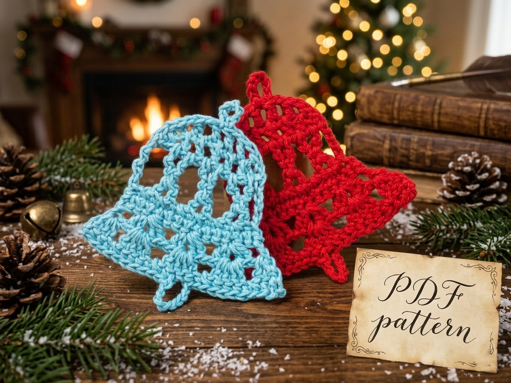 Crochet Christmas Bells Digital Pattern - for ADVANCED crocheter, Crochet Bells Tutorial, Christmas Crochet