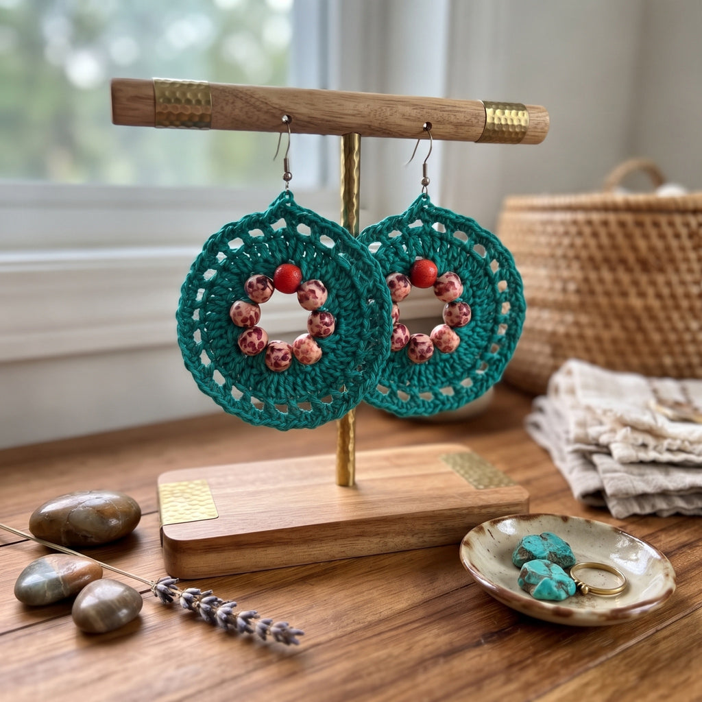 Boho Beaded Crochet Earrings Pattern