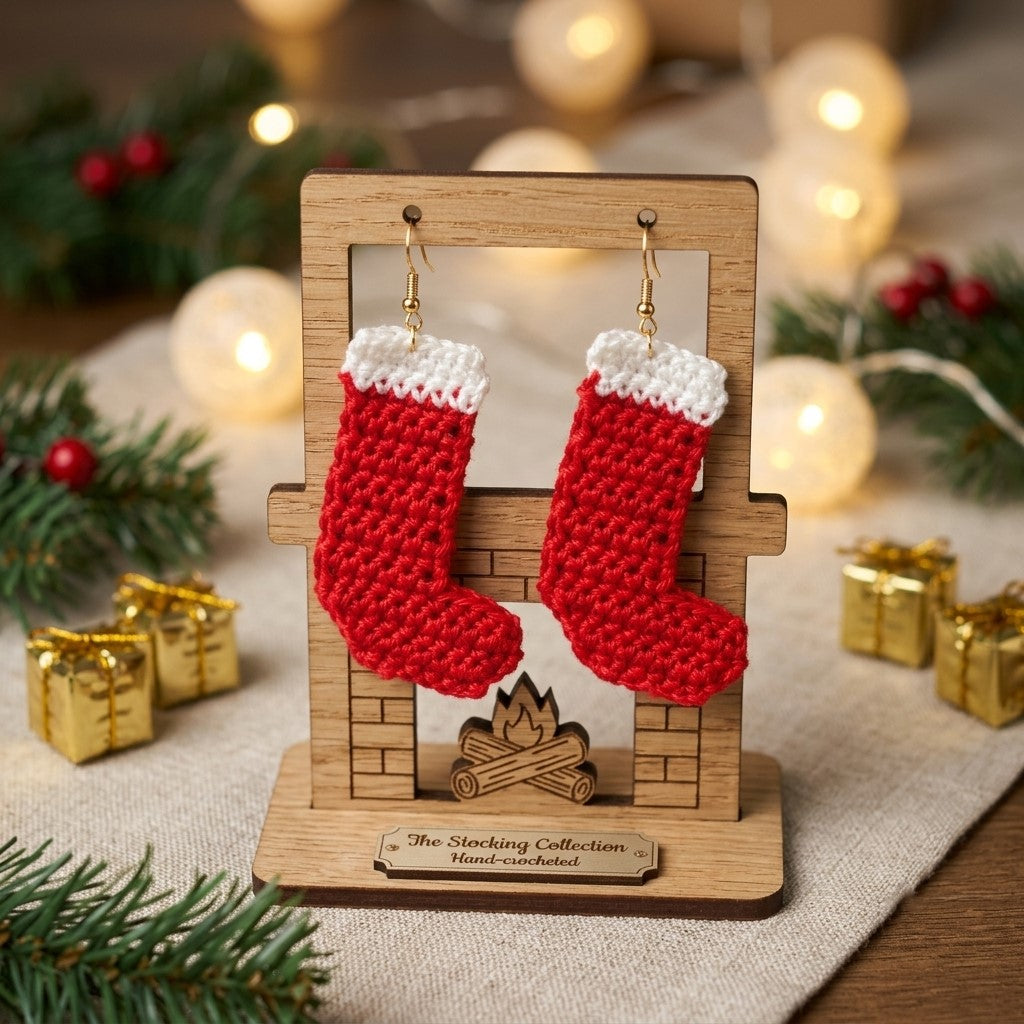 Cozy Holiday Micro-Crochet: Christmas Stocking Earrings Pattern (Digital PDF)