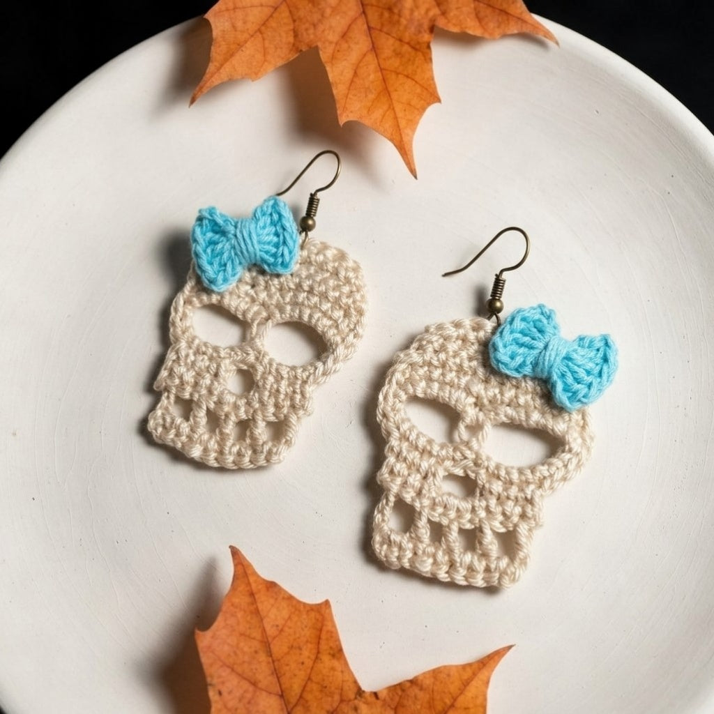 Skull Crochet Earrings Pattern | Halloween Digital Download (PDF)
