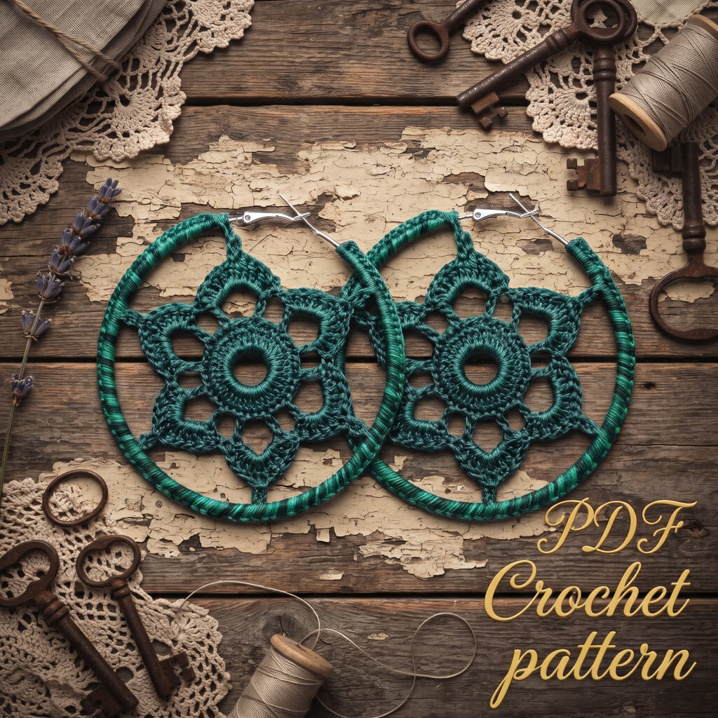 Flower Wreath Crochet Earrings Pattern - Instant PDF Download