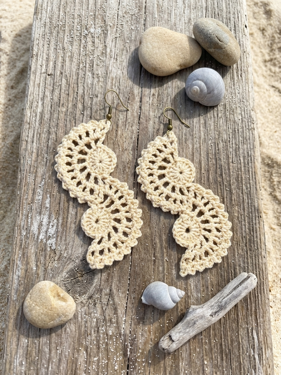 Crochet Seashell / Wave Statement Earrings Pattern