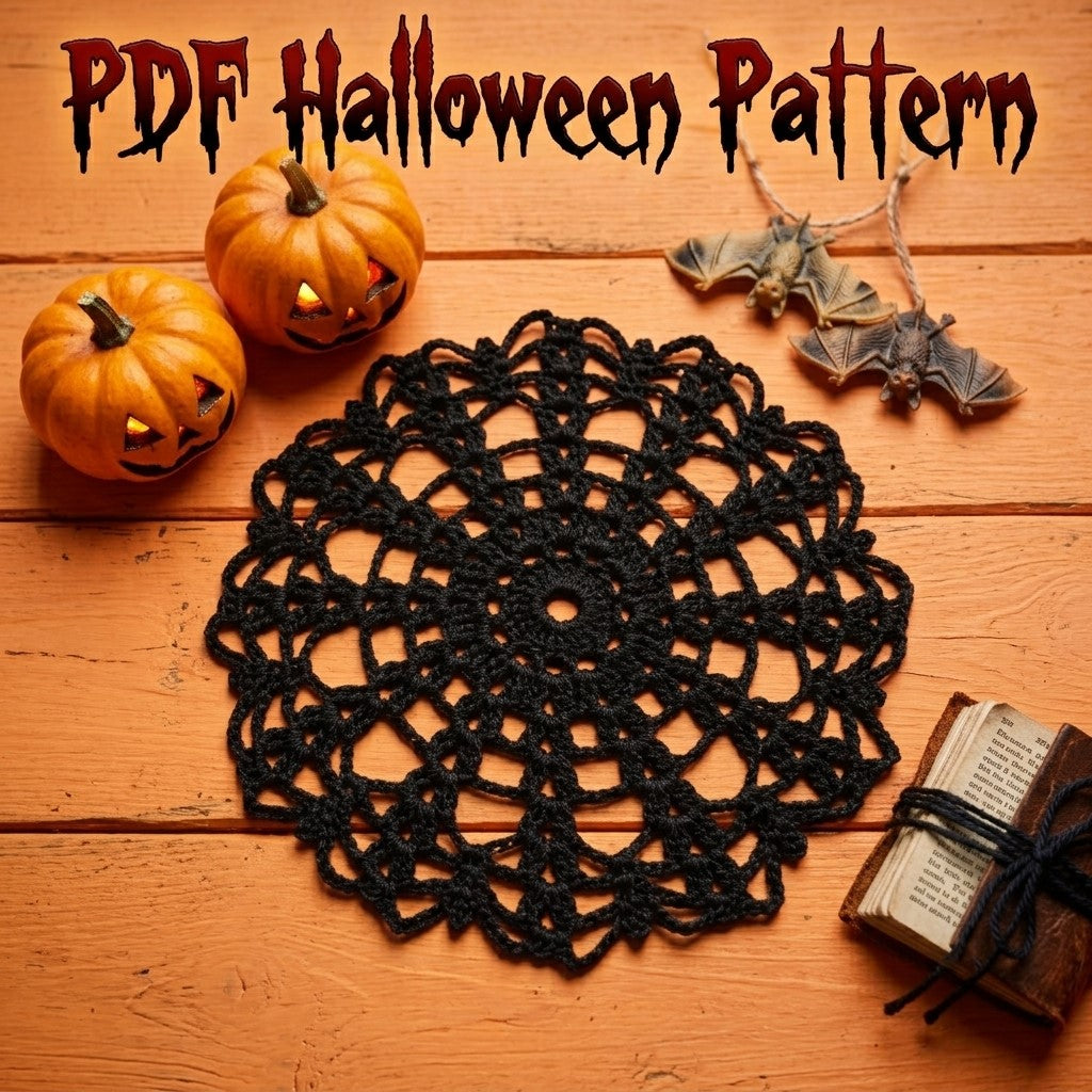 Halloween Spiderweb Coaster – Crochet Pattern (PDF Download)