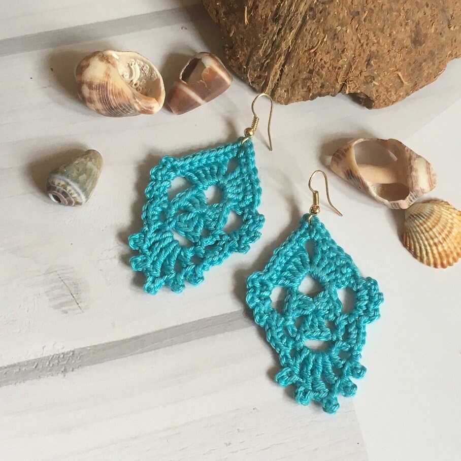 118. Crochet Earring Pattern – Oriental Dangle Earrings (Beginner Friendly Digital Download)