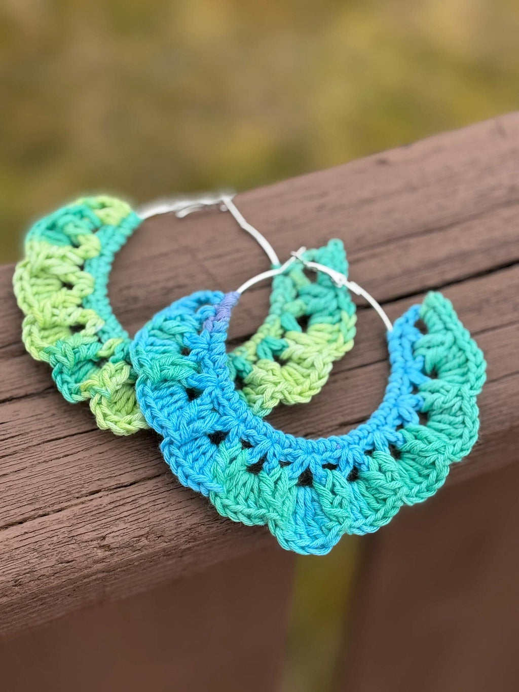 135.  Crochet Hoop Earrings Pattern – Wavy Lace Boho Statement Design (PDF Download)