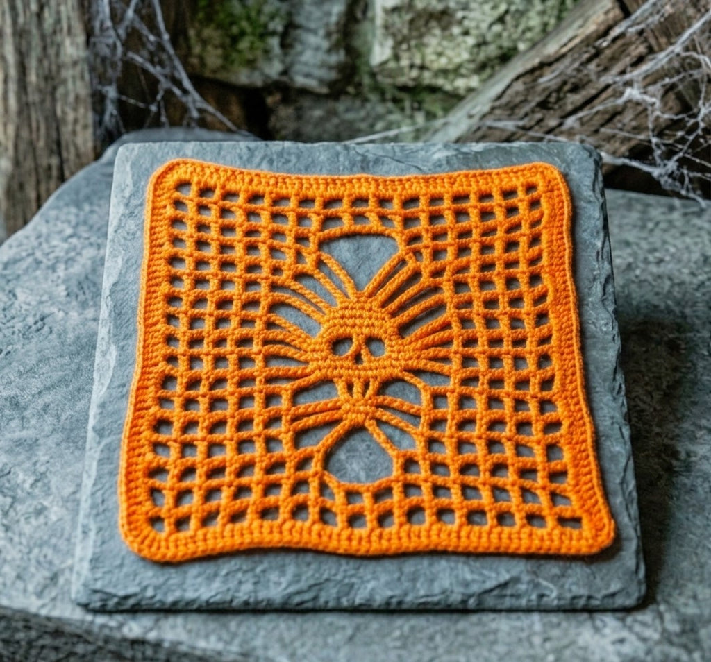 Halloween crochet coaster tutorial, Skull coaster pattern, written filet skull pattern, PDF file  for beginners