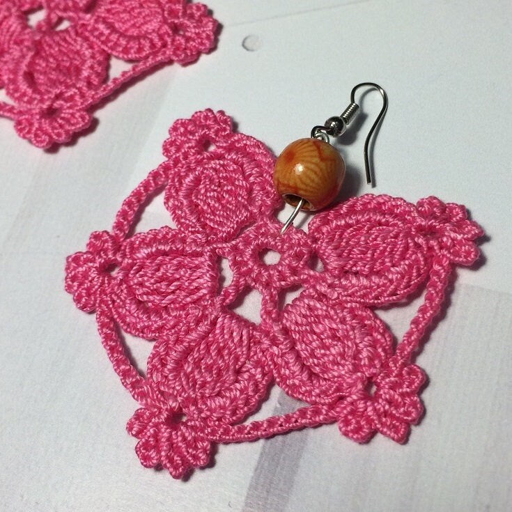 53. Crochet Earrings Pattern PDF - Micro Crochet Flower Lace Design
