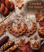 Crochet Earring PDF Pattern - Autumn Hoop Earrings Crochet Tutorial