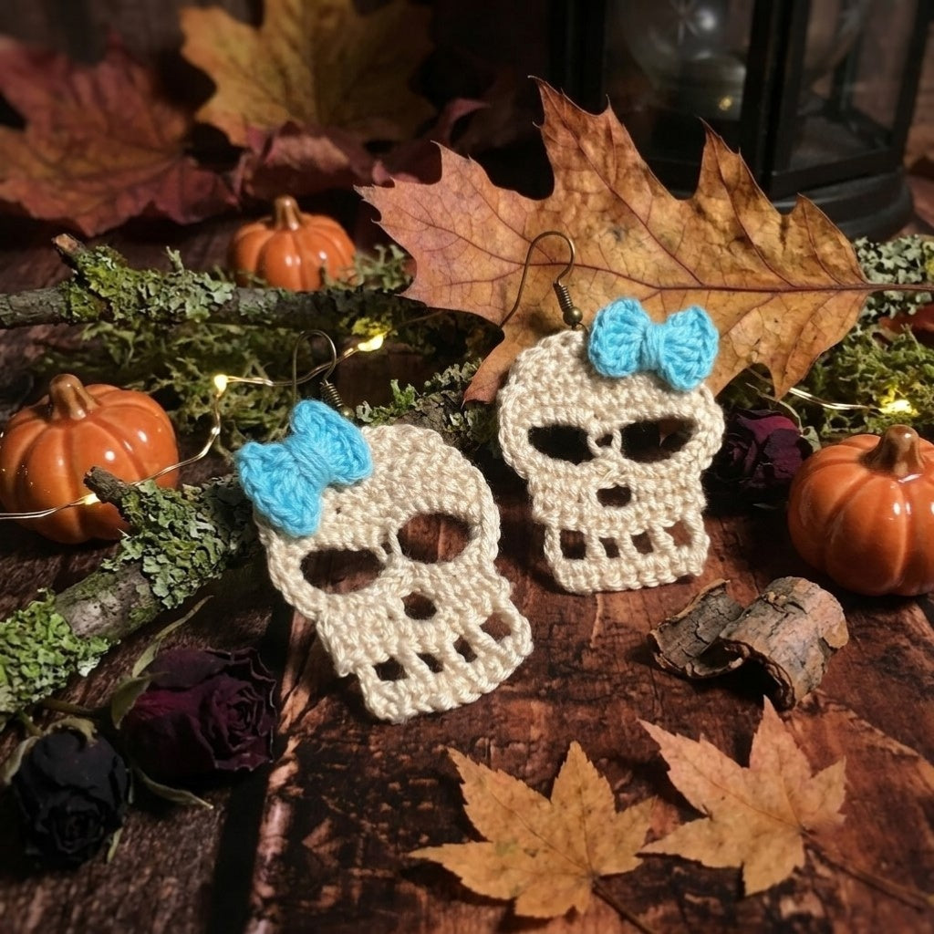 Skull Crochet Earrings Pattern | Halloween Digital Download (PDF)