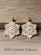 Lacy Flower Crochet Earrings PDF Pattern | Boho Star Snowflake Earring Tutorial | Easy Crochet Jewelry Pattern for Beginners