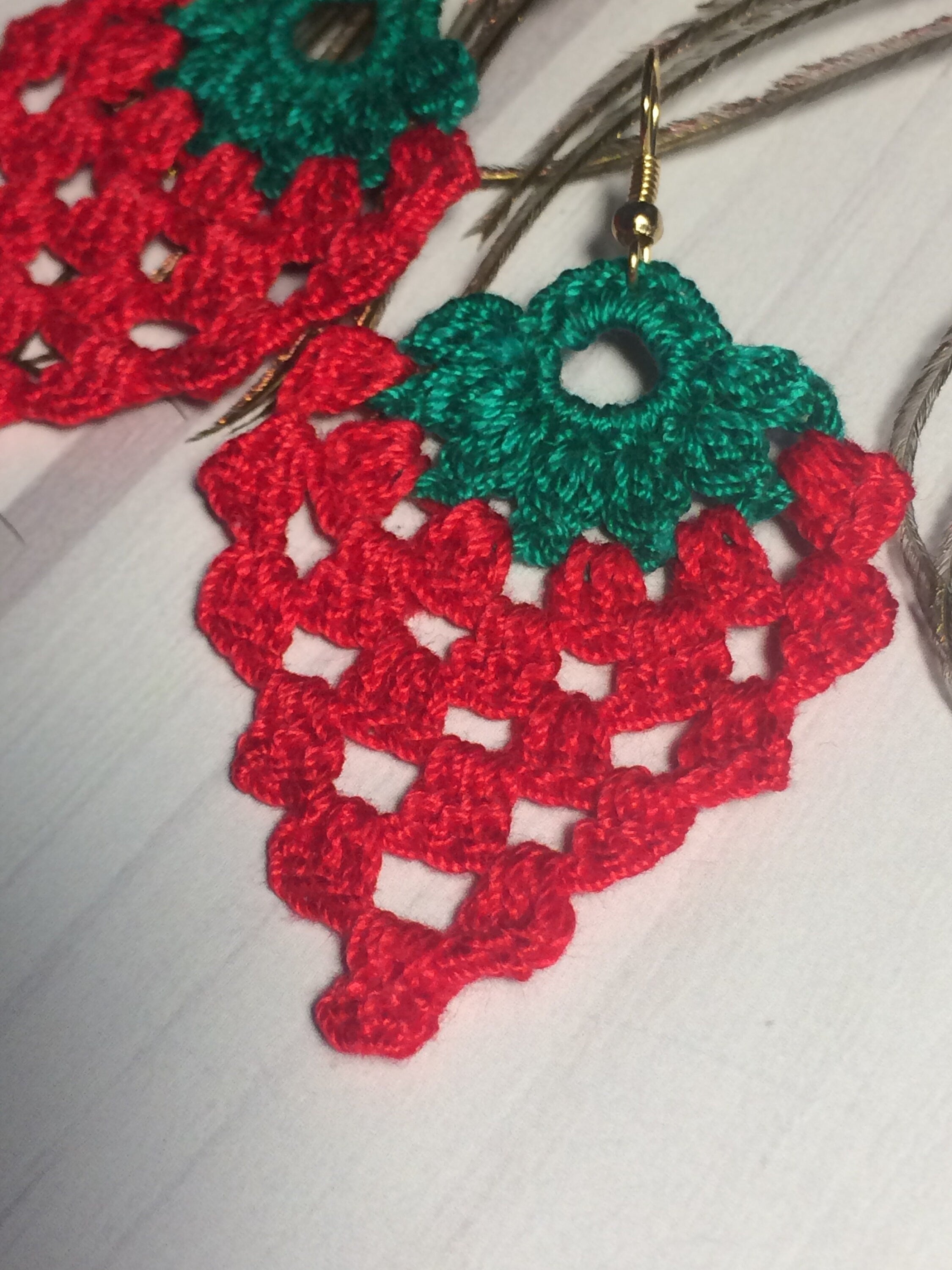 63. Crochet Raspberry Earrings Pattern | Digital PDF Download