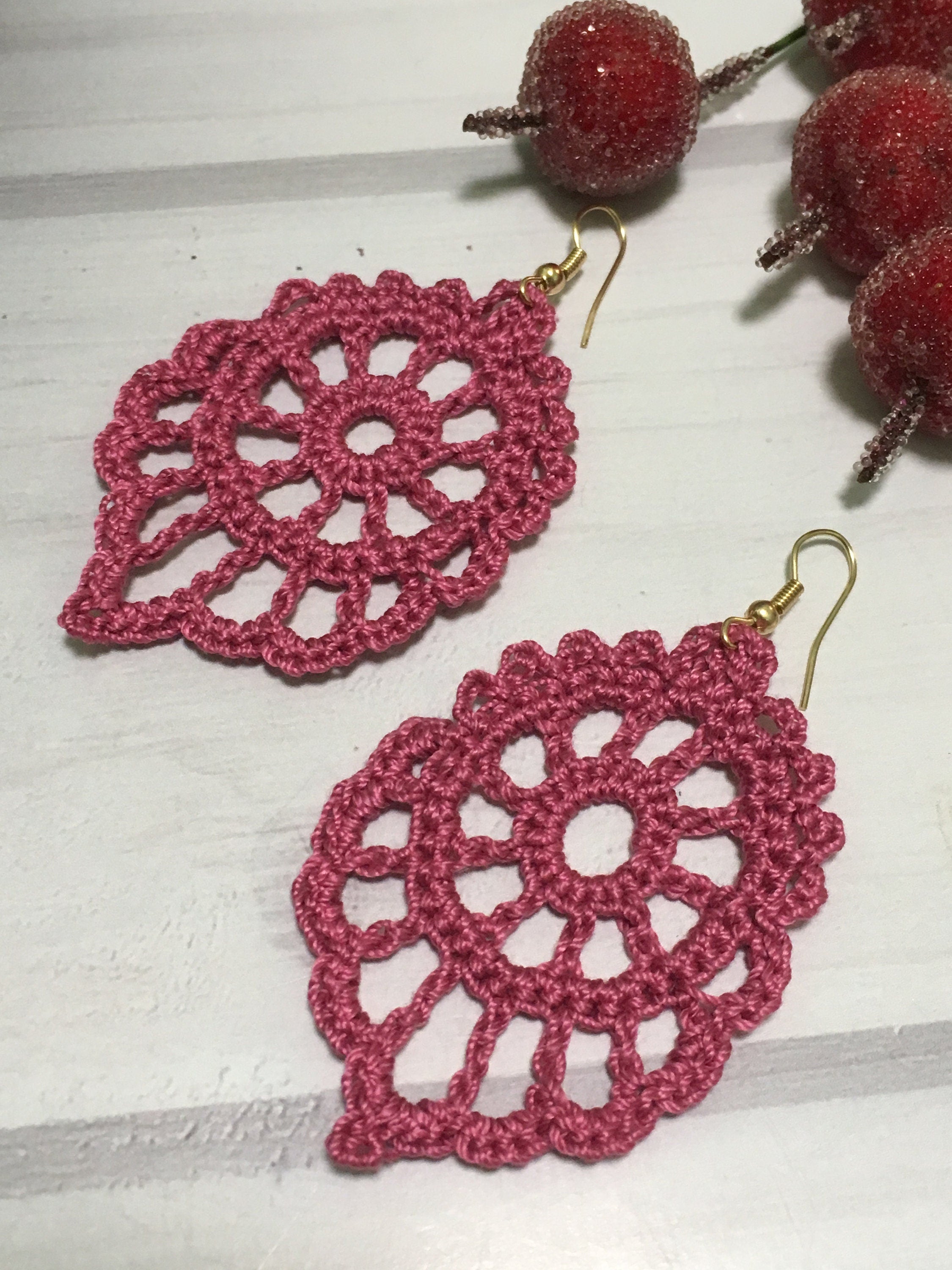 85. 🌸 Openwork Leaf Crochet Earrings – Digital PDF Pattern
