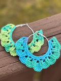 135.  Crochet Hoop Earrings Pattern – Wavy Lace Boho Statement Design (PDF Download)