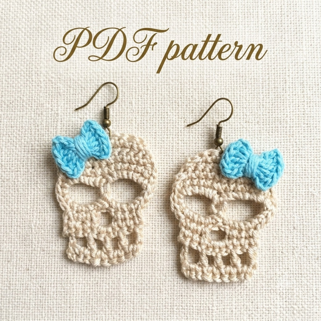 Skull Crochet Earrings Pattern | Halloween Digital Download (PDF)