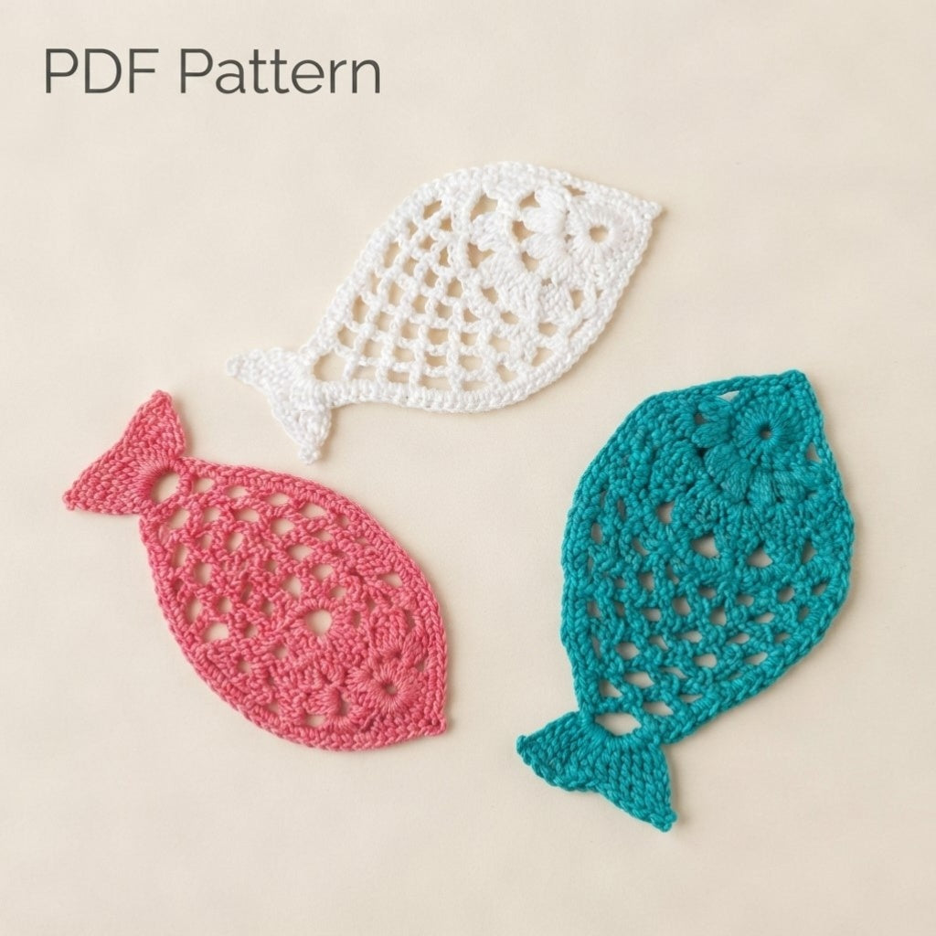 Intricate Lace Fish Applique - Advanced Crochet Pattern (PDF)