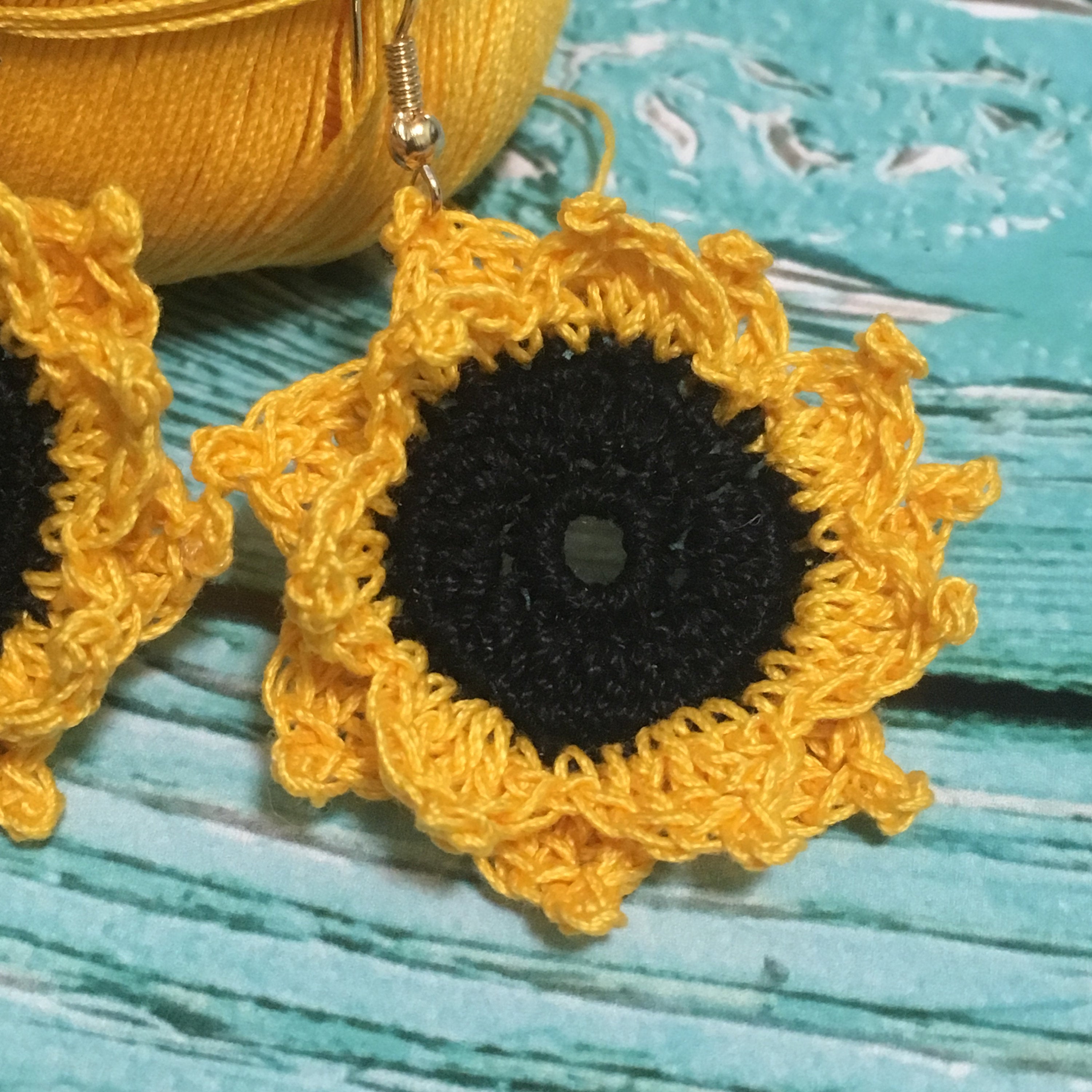 101. Sunflower Crochet Earrings Pattern | DIY Digital PDF Tutorial | Beginner-Friendly Crochet Pattern