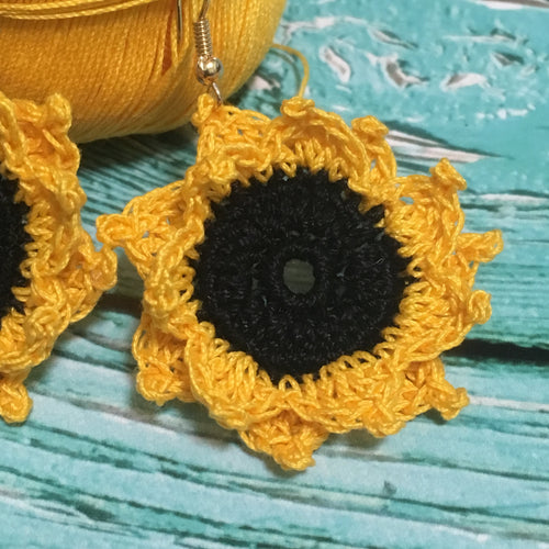 101. Sunflower Crochet Earrings Pattern | DIY Digital PDF Tutorial | Beginner-Friendly Crochet Pattern