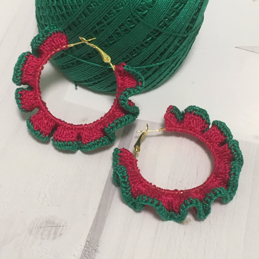 100. Crochet Hoop Earrings Pattern: "The Watermelon Ruffle"