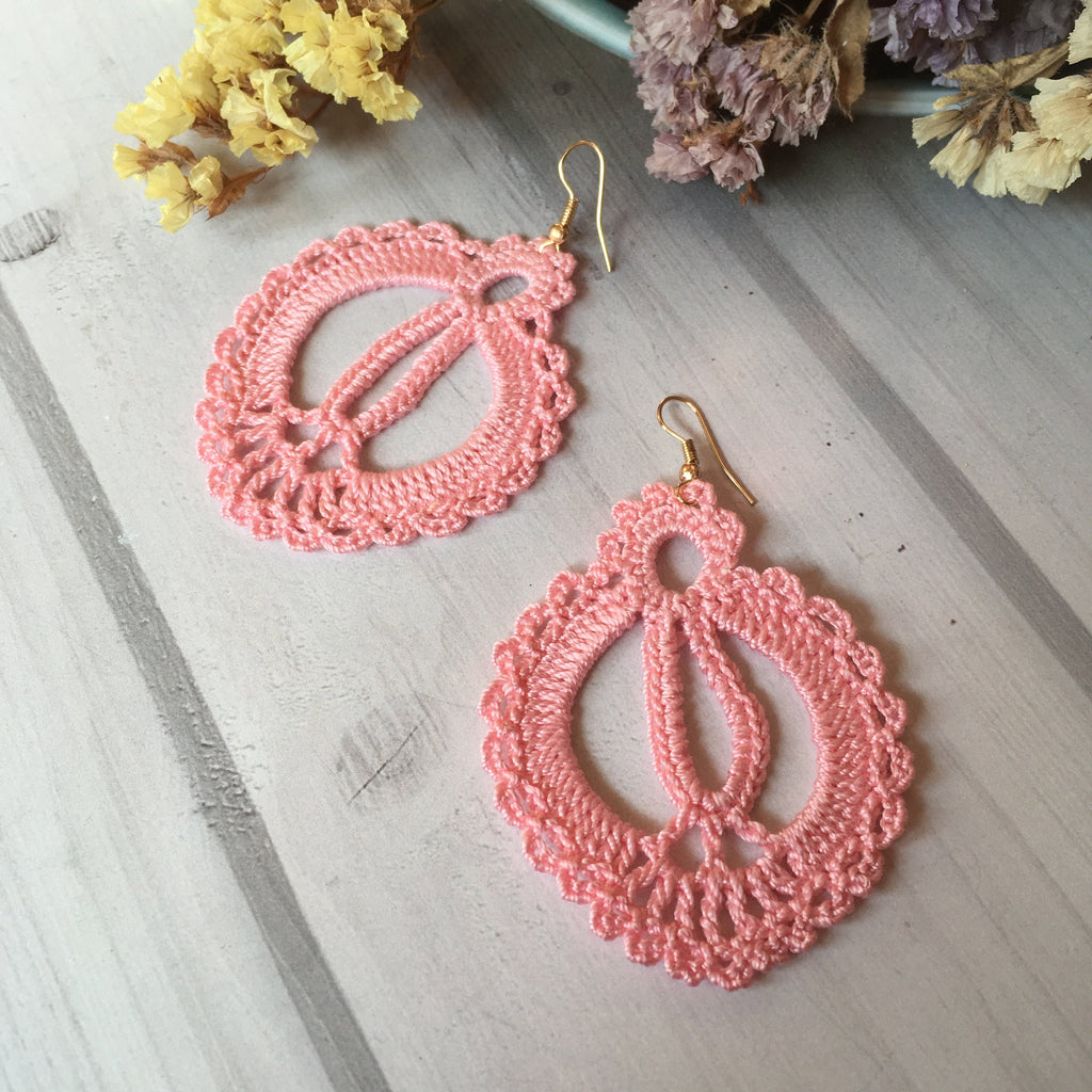87. Lace Flower Crochet Earrings – Digital PDF Pattern