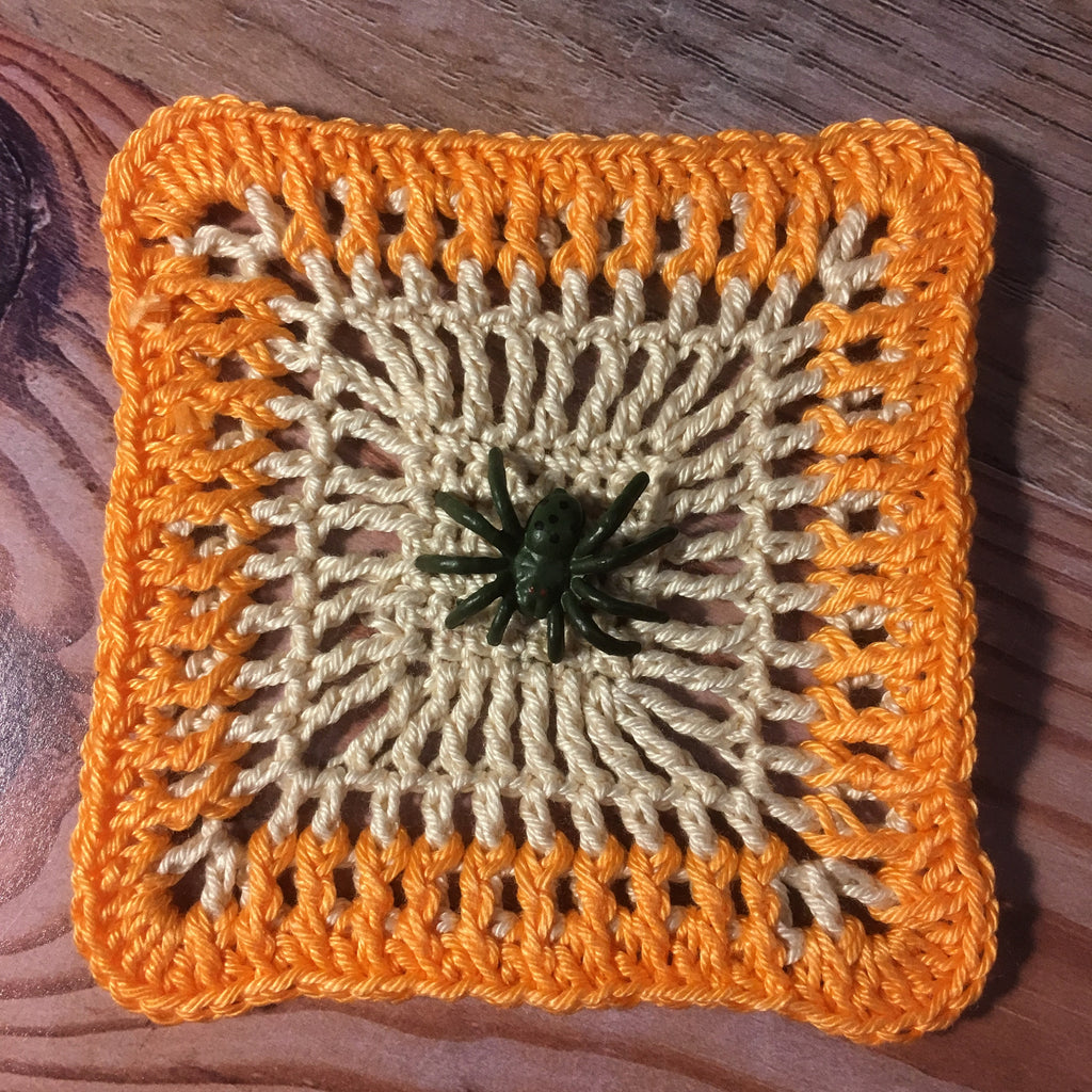 🕸️ Halloween Spiderweb Crochet Coaster – PDF Pattern