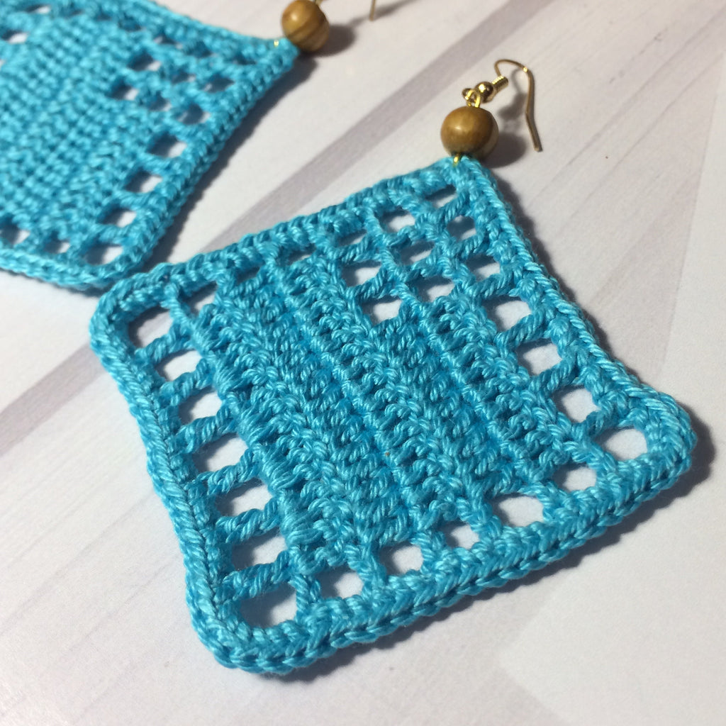 61. PDF Crochet Earrings Pattern – Square Lace Boho Dangle Earrings