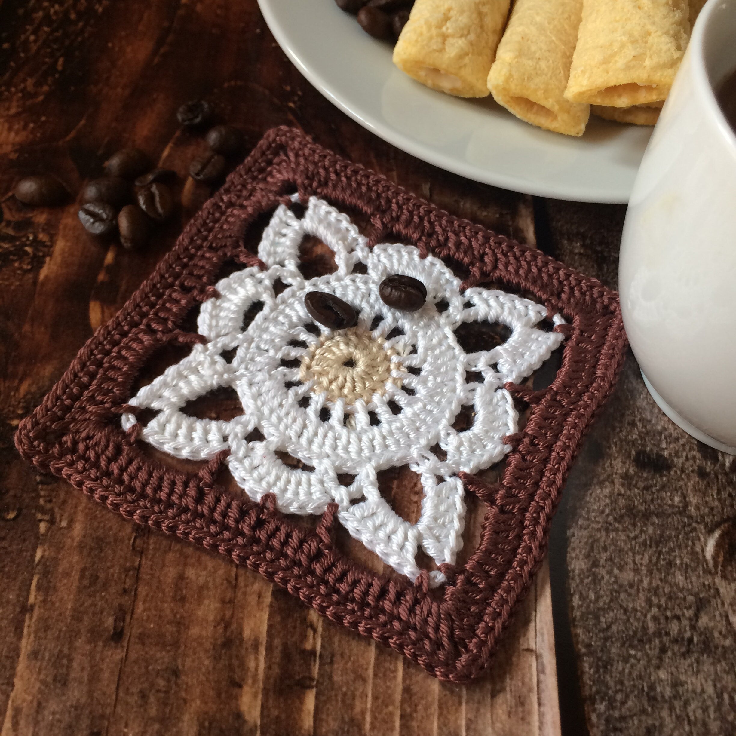 Coffee Granule Granny Square Coaster – Crochet PDF Pattern