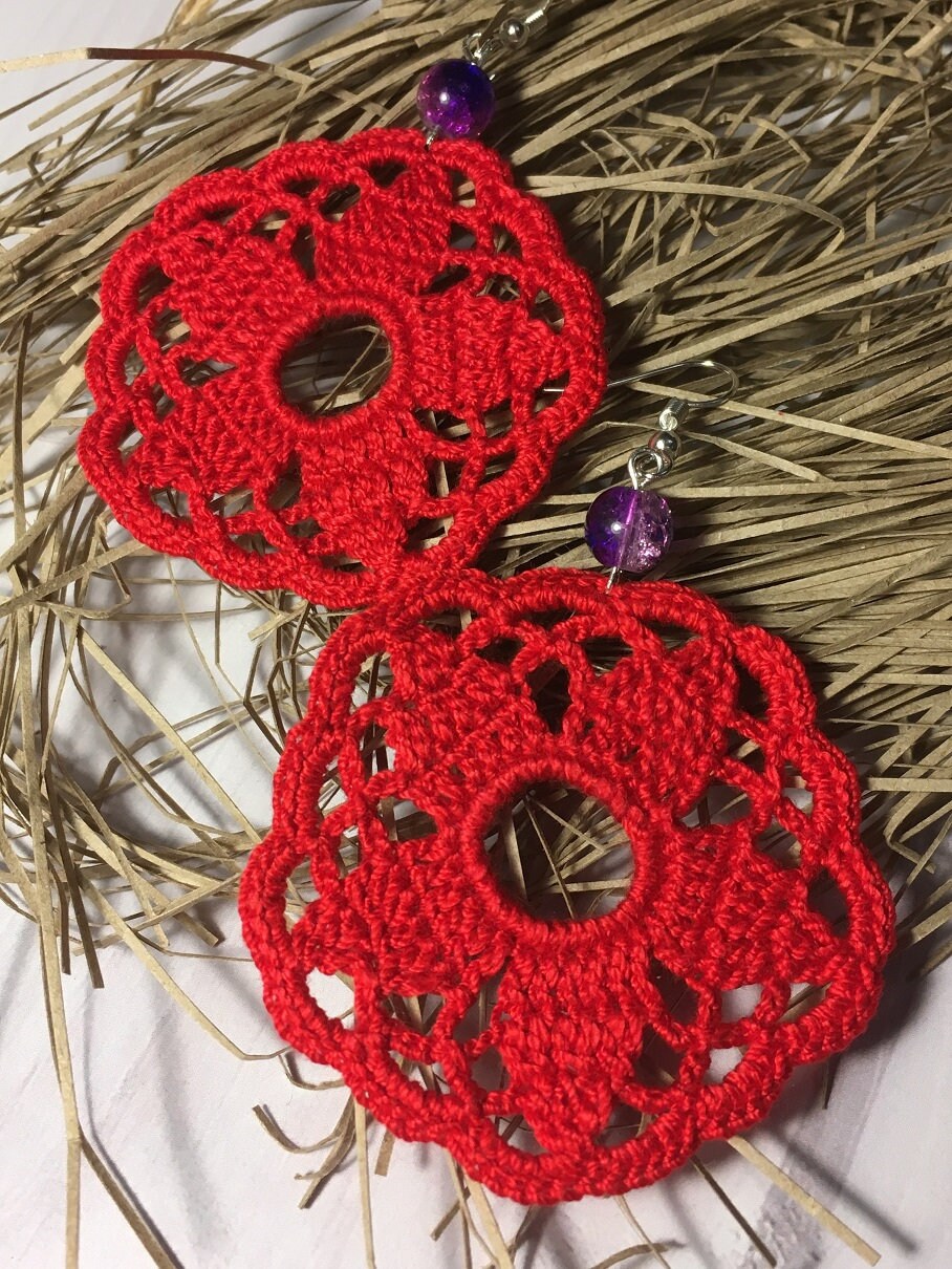73. Micro Crochet Flower Lace Earrings – Digital PDF Pattern