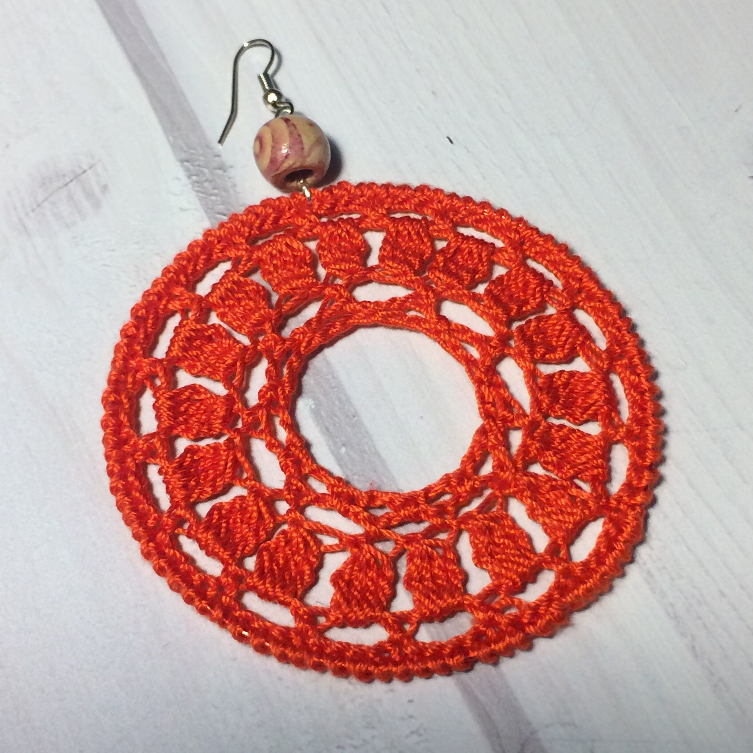 51. Crochet Hoop Earrings Digital Pattern | Mandala Circle Lace Design