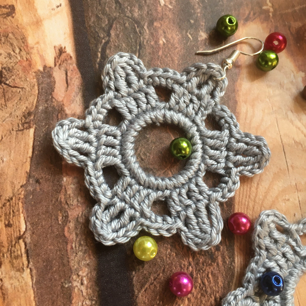 128. Snowflake Crochet Earring Pattern – PDF Digital Download