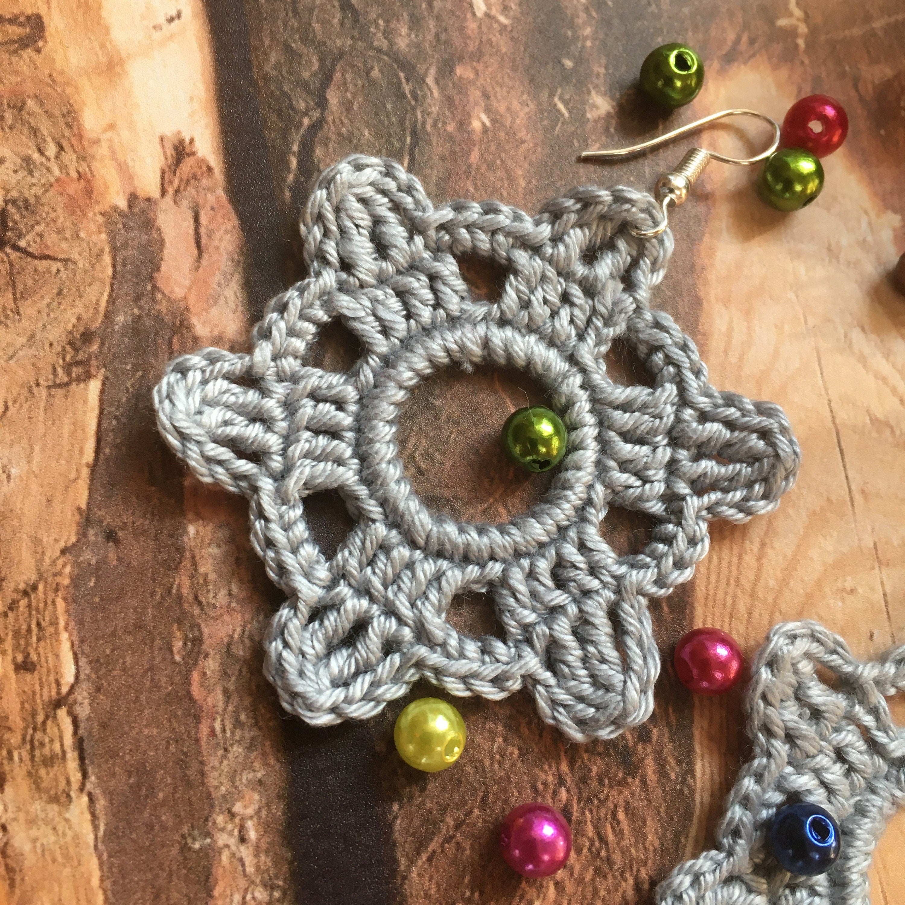 128. Snowflake Crochet Earring Pattern – PDF Digital Download