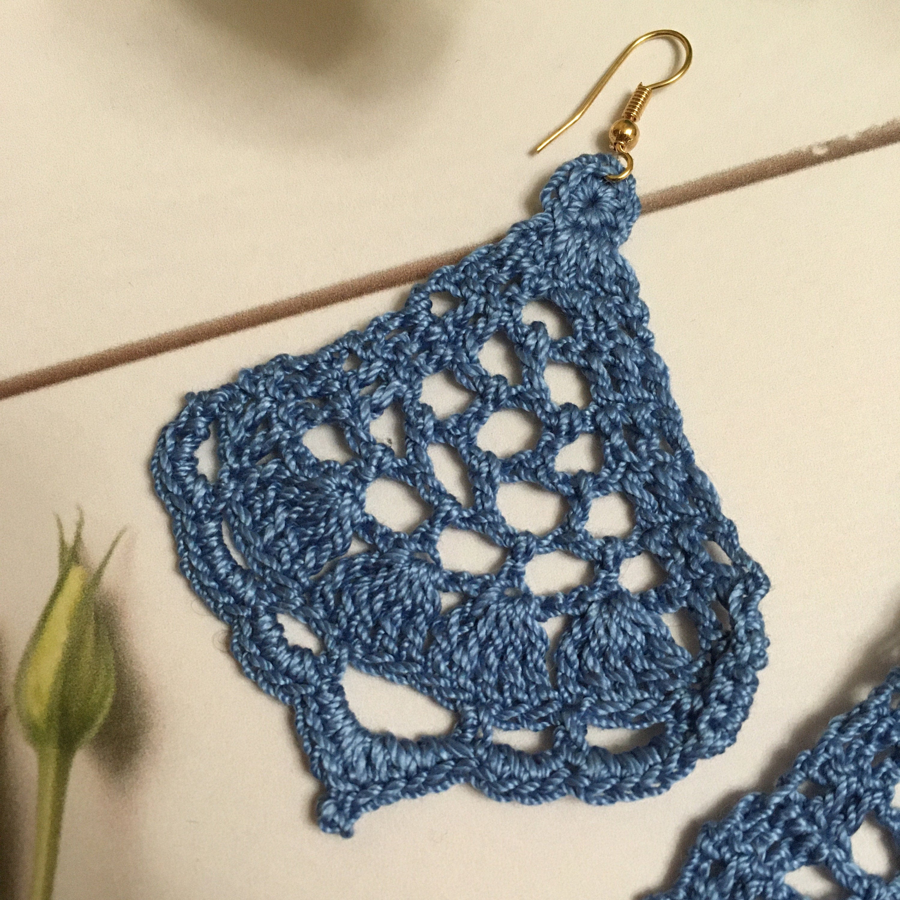 129. Dangle Fan Earrings – Crochet Pattern, Instant PDF Download