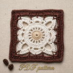 Coffee Granule Granny Square Coaster – Crochet PDF Pattern
