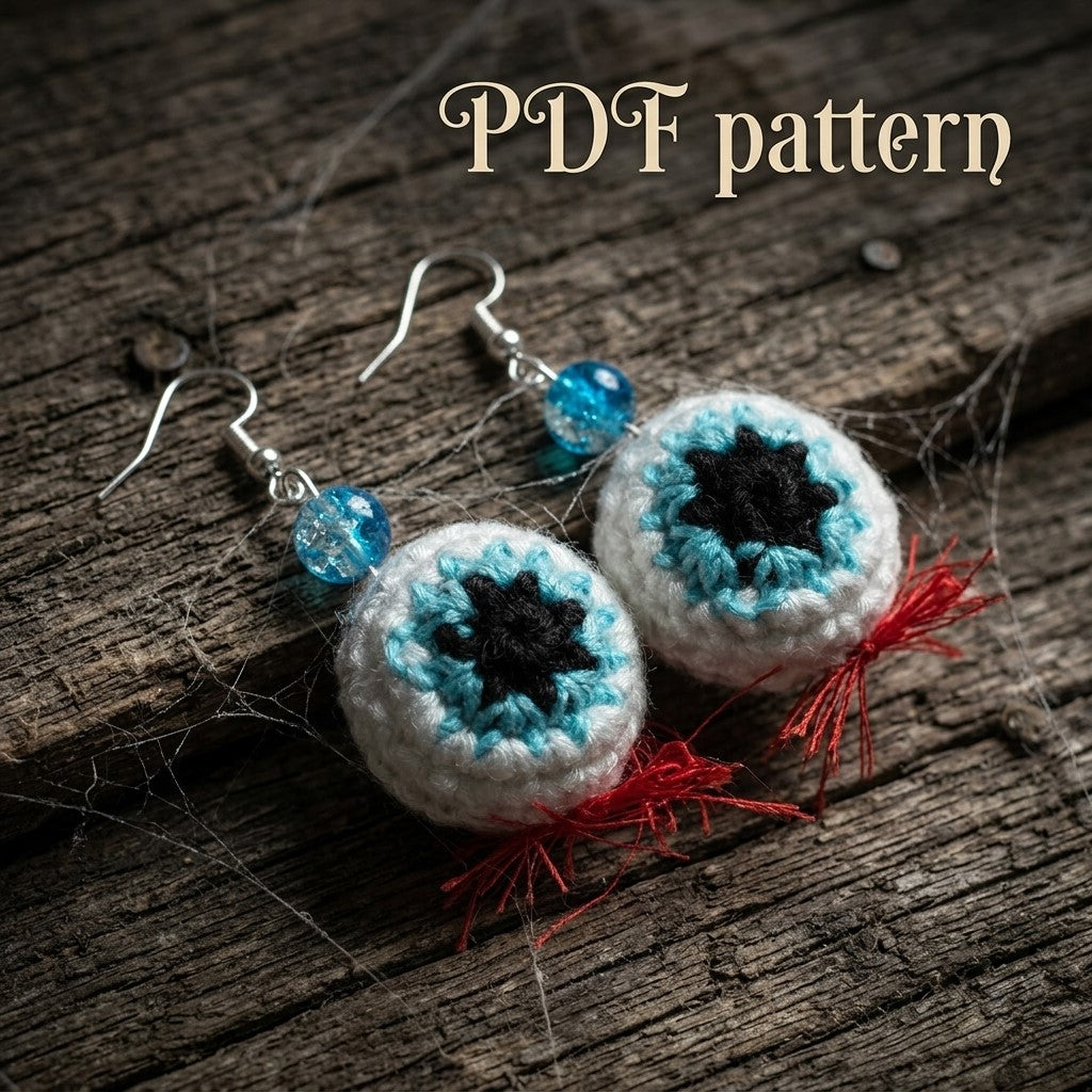 Eyeball Crochet Earrings Digital PDF Pattern | Spooky Halloween DIY Jewelry