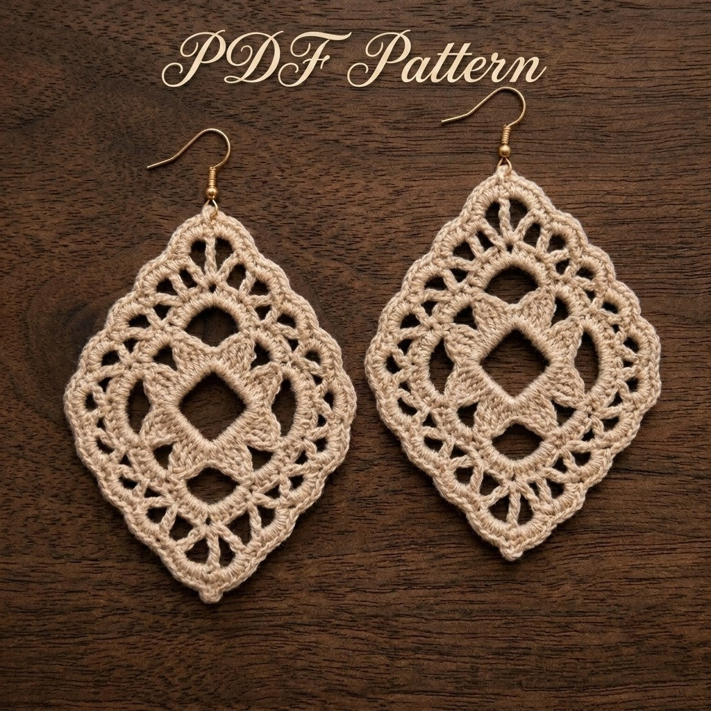 BIG Diamond Crochet Earrings Pattern | Boho Statement Jewelry PDF