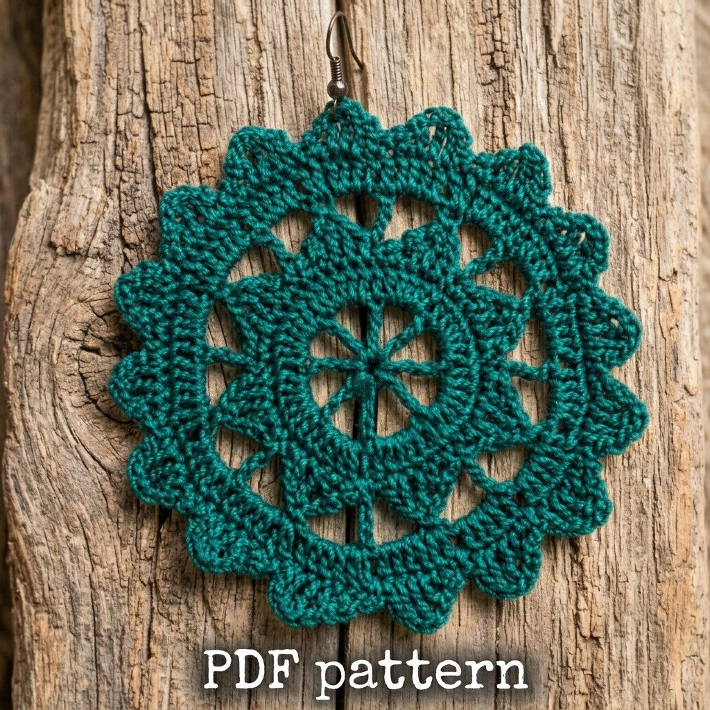 🌸 Mandala Lace Crochet Earrings – Digital Pattern