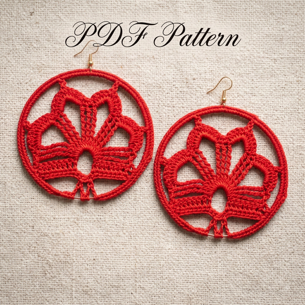 Flowery Openwork Earrings – Digital Crochet Pattern for Advanced Crocheters
