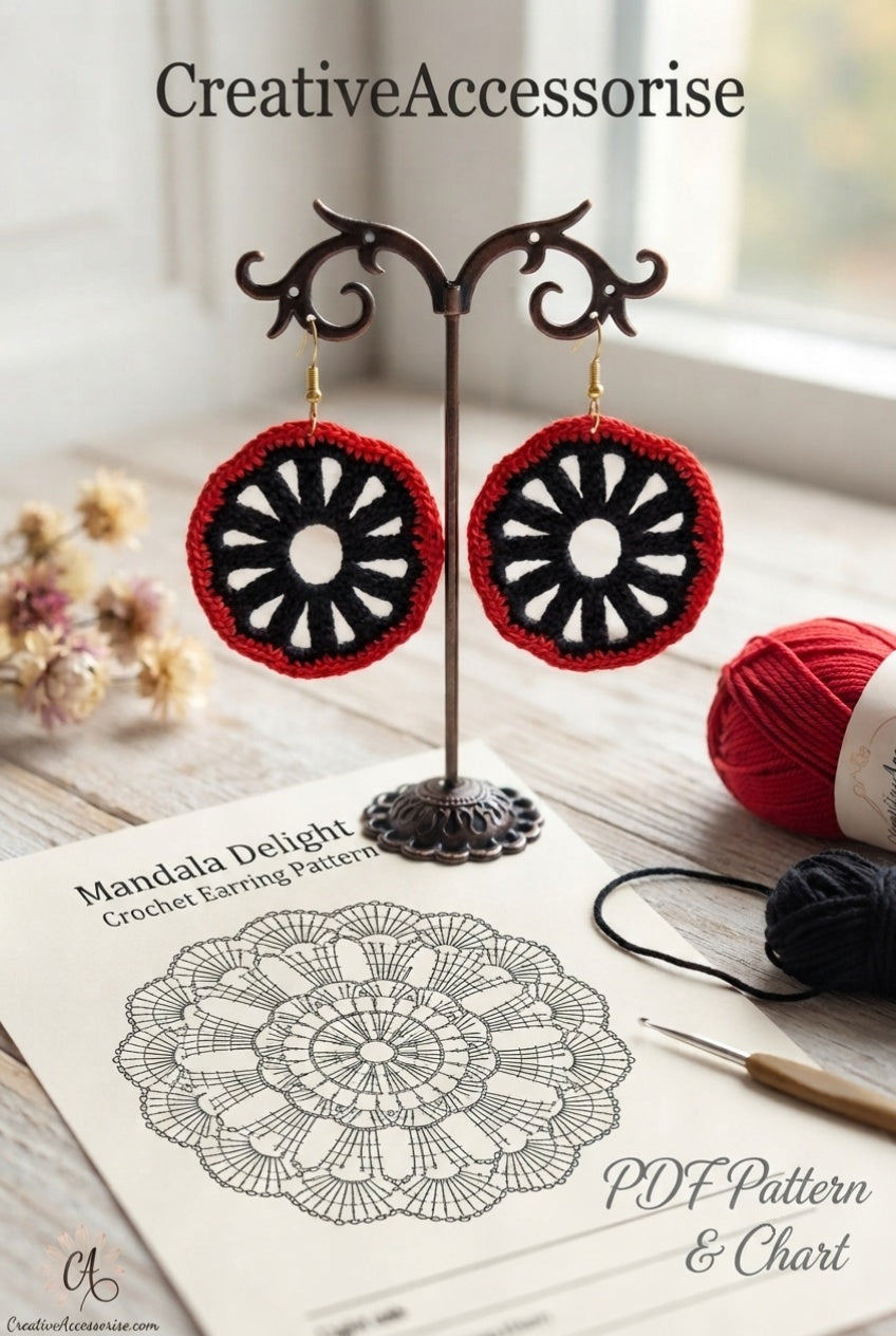 Round Lace Dangle Earrings — Beginner Crochet Pattern (PDF Download)