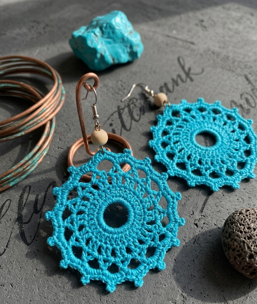70. Bohemian Mandala Micro-Crochet Lace Earringss