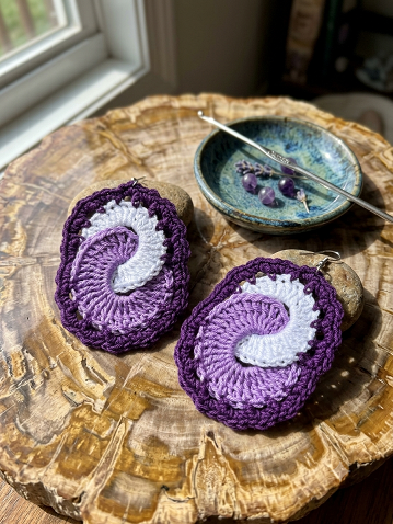 62. Spiral Swirl Openwork Crochet Earring Pattern (PDF Digital Download)