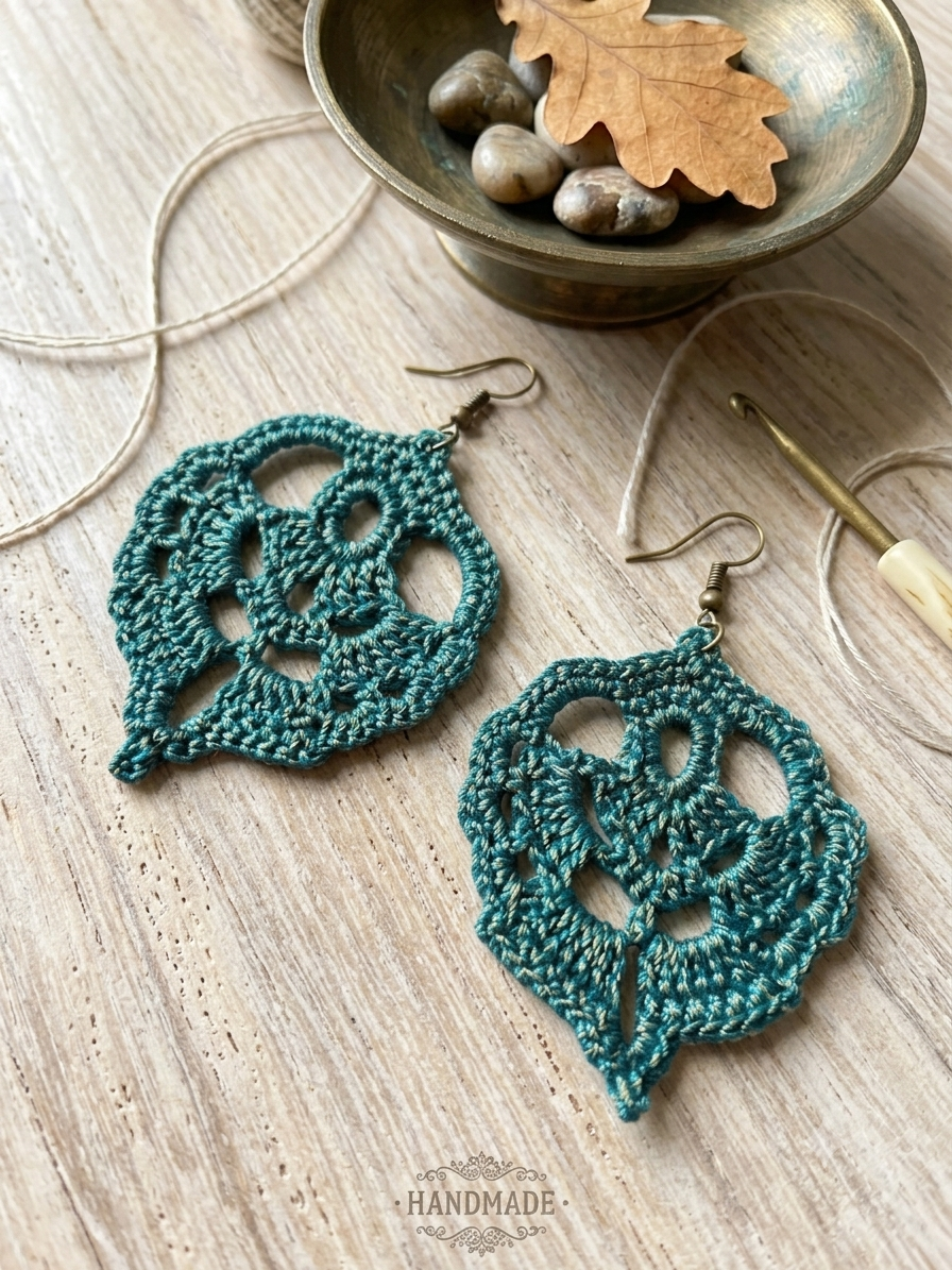 93. Openwork Leaf Crochet Earrings – Digital PDF Pattern