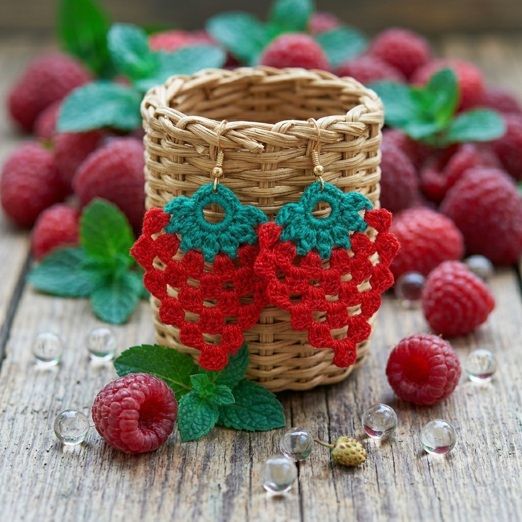 63. Crochet Raspberry Earrings Pattern | Digital PDF Download