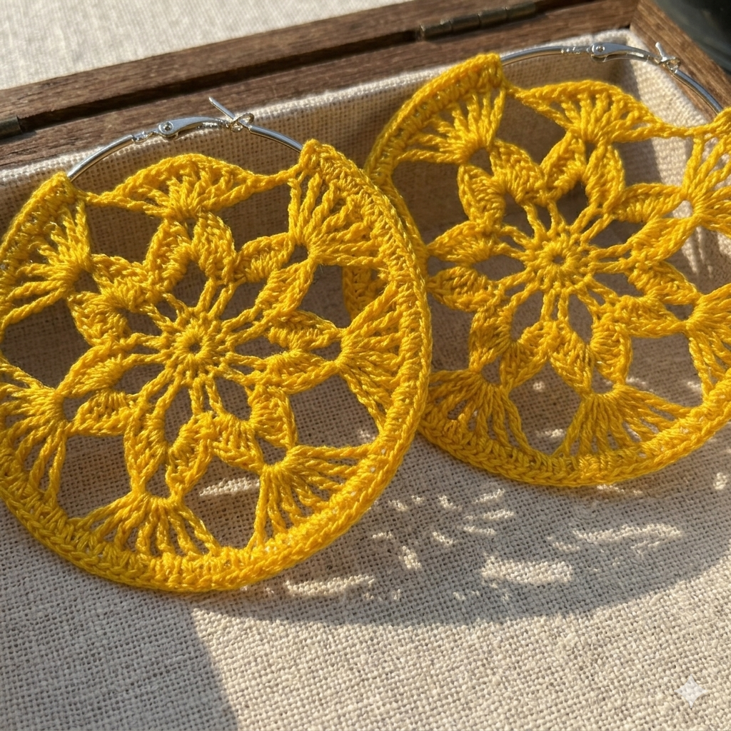 33. Floral Statement Hoop Earring Crochet Pattern - Digital PDF Download