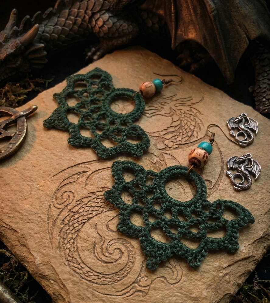 75. Dragon Wings Crochet Earrings Pattern | Digital PDF Download