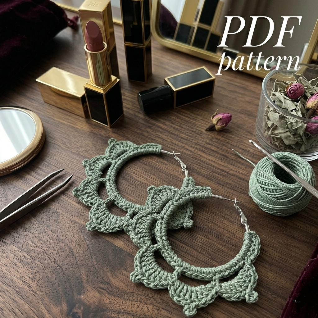 20. Elegant Crochet Hoop Earrings – Digital PDF Pattern